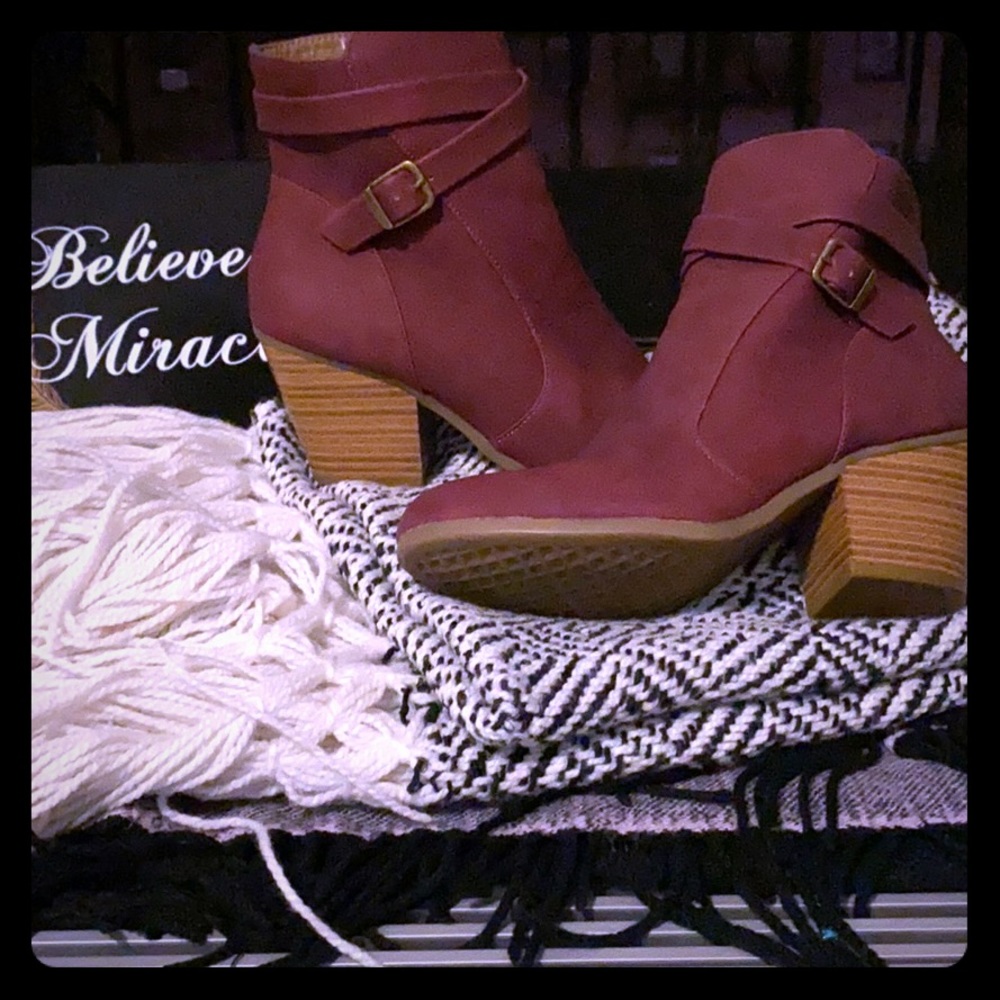 Burgundy booties
